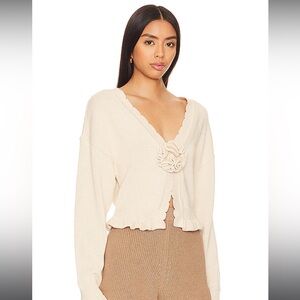 Tularosa Jovien Rosette Cardigan in Beige